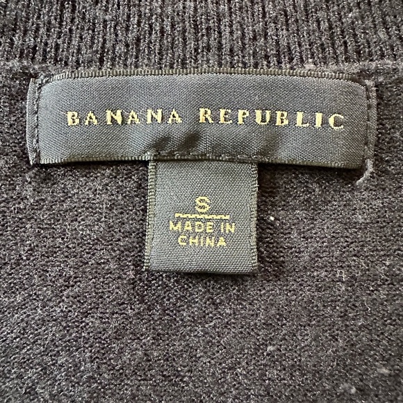 Wool/Silk Blend Banana Republic Men’s V-Neck Sweater – Navy Patterned | Size S - Picture 6 of 8